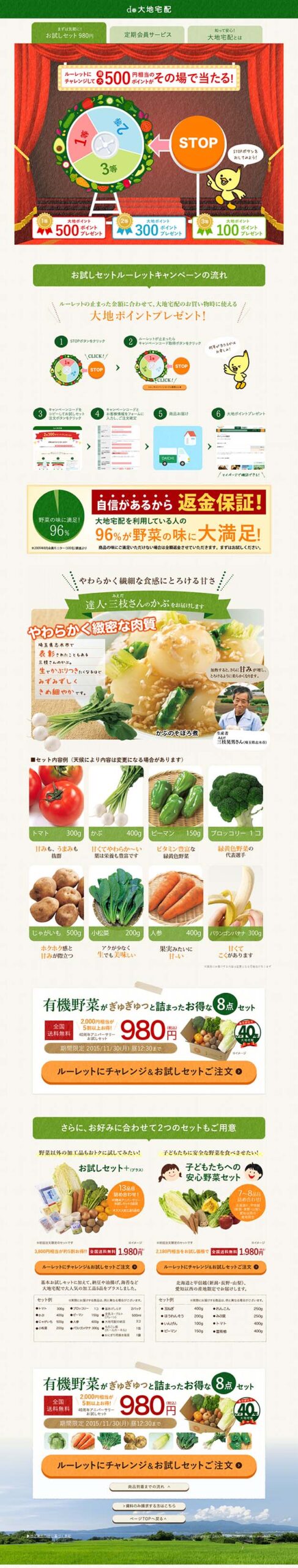 ルーレットにチャレンジして最大500円相当のポイントがその場で当たる